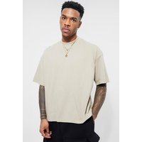 Camiseta Oversize Recta Con Cuello Extendido, Beige