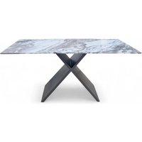 Tyron Drive Table 160cm, Gloss Calcutta Marble Grey Ceramic
