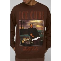 Sudadera Oversize Con Estampado De Ice Cube Color Chocolate, Brown