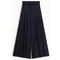 Pantalon palazzo rayé avec ceinture et plis
