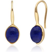 Irregular B Gem Lapis Lazuli Drop Earrings in Yellow Gold Plated Silver