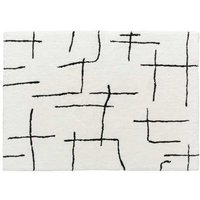 Fluffy Washable Geometric Rug - 100% Polyester, High Pile, 170x120 cm, Modern Minimalist Style | Wowcher