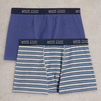 White Stuff Hove Stripe & Plain Organic Boxers - Navy - 2 Pairs
