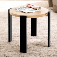 Eufaula Wooden End Table With Black Metal Frame In Oak