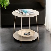 Evanston Large Metal End Table With Undershelf In Grey