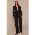 Premium Black Woven Pintuck Straight Leg Trousers