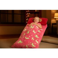 Kids Glow-in-the-Dark Dinosaur Sleeping Bag - Soft, Machine Washable, 66" x 30", Blue or Pink | Wowcher