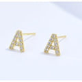 Diamond Letter Initial Silver Stud Earring- a pair