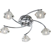 Firstlight 8365CH Clara 5 Light Flush Ceiling Light with Glass Shade