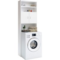 Waschmaschinenschrank 185x63x20cm kompakt 3 Böden Magnettüren Weiß