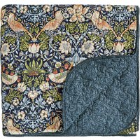 William Morris Bedding, Strawberry Thief Bedspread 265x260cm, Indigo