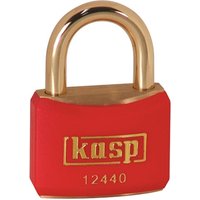 Kasp Brass Padlock - 40mm - Brass Shackle - Red
