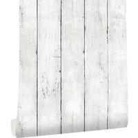 Ivory white retro imitation wood vertical pattern self-adhesive wood wallpaper detachable vinyl suitable for home decoration