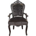 Casa Padrino Barock Esszimmer Stuhl Schwarz / Schwarz mit Armlehnen - Antik Stil