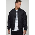 Tall Regular Fit Padded Nylon Panelled Bomber Jacket In Black, Negro