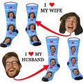 Fashion custom face socks DIY husband and wife tube socks Valentine's Day anniversary the best gift for husband and wife