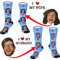 Fashion custom face socks DIY husband and wife tube socks Valentine's Day anniversary the best gift for husband and wife