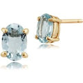 Classic Oval Aquamarine Stud Earrings in 9ct Yellow Gold
