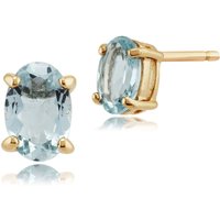 Classic Oval Aquamarine Stud Earrings in 9ct Yellow Gold
