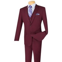Vinci Men's Executive Style 3 Piece Slim Fit Suit with Flat Front Pants
