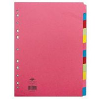 Concord Bright Subject Dividers 12-Part Card Multipunched 160gsm A4