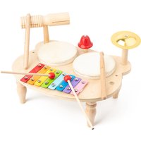 7-in-1 Wooden Drum Set for Kids (Ages 3+) - Educational Musical Toy, Montessori-, Eco-Friendly | Wowcher