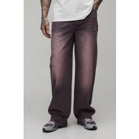 Herren Tall Relaxed Tinted Jeans Hosen | Pink | Größe 38 | BOOHOOMAN