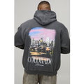 Plus Oversized Colorado Washed Location Print Hoodie, Negro