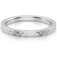 Alianza Martillada Flat 2 MM Oro Blanco 585 (14K)