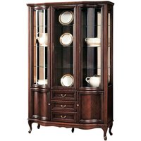 Casa Padrino Luxus Jugendstil Vitrinenschrank Dunkelbraun 142,6 x 52,5 x H. 206 cm - Wohnzimmerschrank mit 5 TÃ¼ren und 3 Schubladen - WohnzimmermÃ¶bel