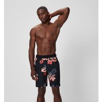 Short de bain long Homme Bondi 50 cm imprimé noir/pêche