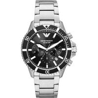 Men's Emporio Armani Stainless Steel Diver Chronograph Watch with Black Dial - Perfect for Valentines | Wowcher