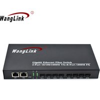 Wanglink 10/100/1000 M Gigabit BIDI SM 8 SFP& 2 RJ45 Ports switch 8 port SFP Single Fiber Media Converter
