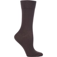 1 Pair Dark Brown Sensitive London Left And Right Comfort Cuff Cotton Socks Ladies 2.5-5 Ladies - Falke