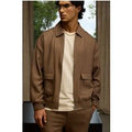 Oversized Twill Cargo Pocket Tailored Jacket, Beige