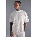 Camiseta Oversize De Jacquard Con Estampado Azteca De Jacquard, Tan