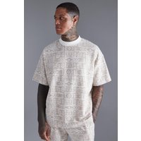 Camiseta Oversize De Jacquard Con Estampado Azteca De Jacquard, Tan