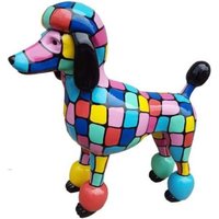 Casa Padrino Designer Gartendeko Skulptur Pudel Hund Mehrfarbig 64 x H. 63 cm - Gartendeko Figur - WetterbestÃ¤ndige Gartenfigur - Dekorative Tierfigur