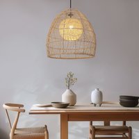 Handcrafted Rattan Pendant Light – Rustic Ceiling Hanging Lamp for Living Room, Dining Room & Kitchen