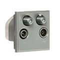 KnightsBridge Quadplexed SAT1/SAT2/TV/FM DAB Outlet Module 50 x 50mm - Grey