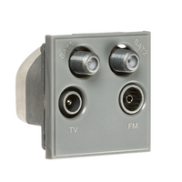 KnightsBridge Quadplexed SAT1/SAT2/TV/FM DAB Outlet Module 50 x 50mm - Grey
