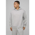 Sudadera Oversize Recta Official Con Capucha Y Costuras En Contraste, Gris