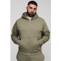 Plus Basic Regular Zip Through Hoodie, Verde