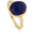 Irregular B Gem Lapis Lazuli Ring in Yellow Gold Plated Silver