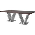 Casa Padrino luxury Art Deco dining table dark brown / silver 215 x 115 x H. 75 cm - Noble dining room table - Kitchen table - Art Deco dining room furniture