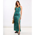 Green Leopard Ruched Bust Detail Maxi | Size: 16