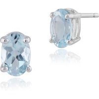 Classic Oval Aquamarine Stud Earrings in 9ct White Gold