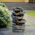 Solar Powered Garden Cascading Water Fountain with LED Lights Rockery Decorated
