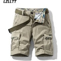Summer Mens Multi Pockets Cotton Cargo Shorts Men Fashion Solid Quick Dry Shorts Men Outdoor Breathable Military Shorts Male Hot