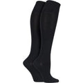 2 Pair Black Plain Bamboo Knee Highs Ladies 4-8 Ladies - Elle
